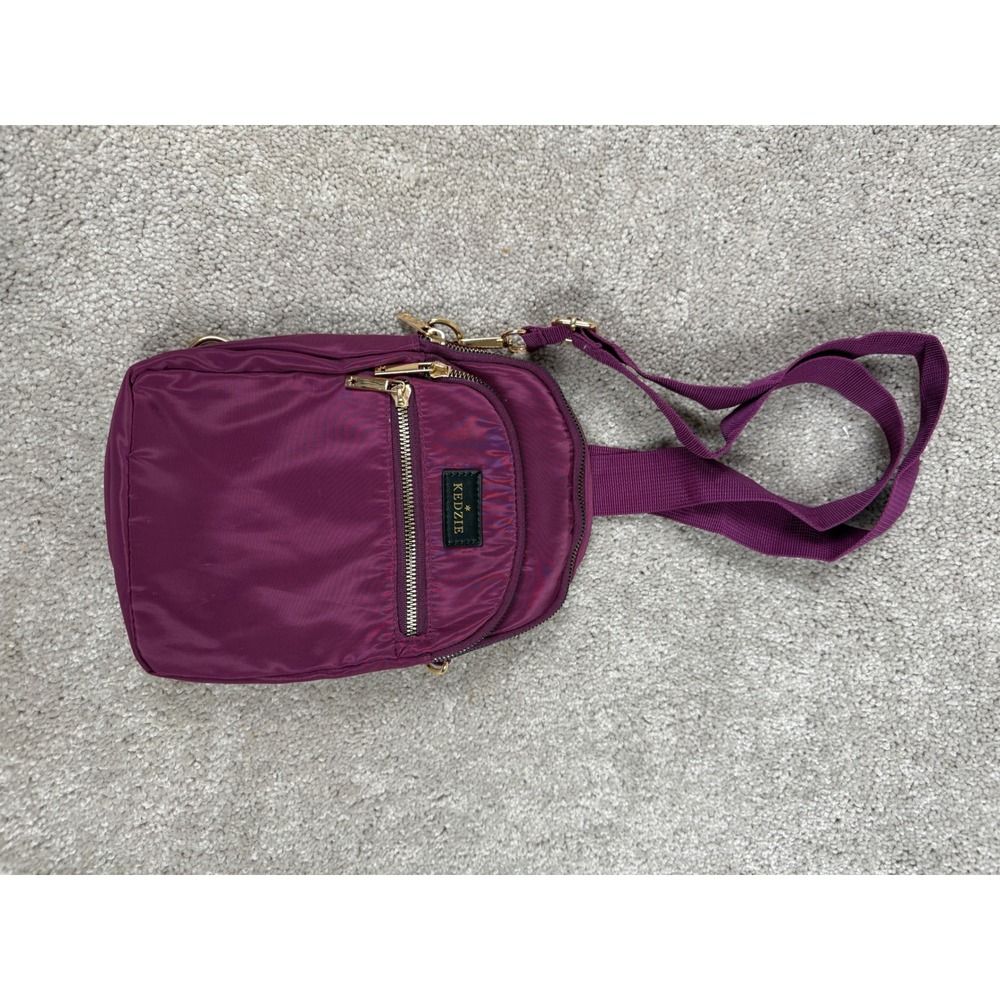 Kedzie Sling Bag Plum Purple Nylon Gold Hardware Adjustable Strap Crossbody OS